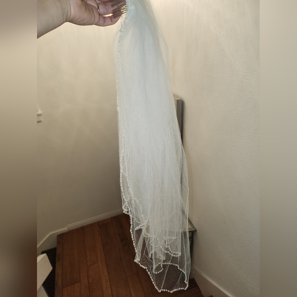 Ivory beaded bridal veil